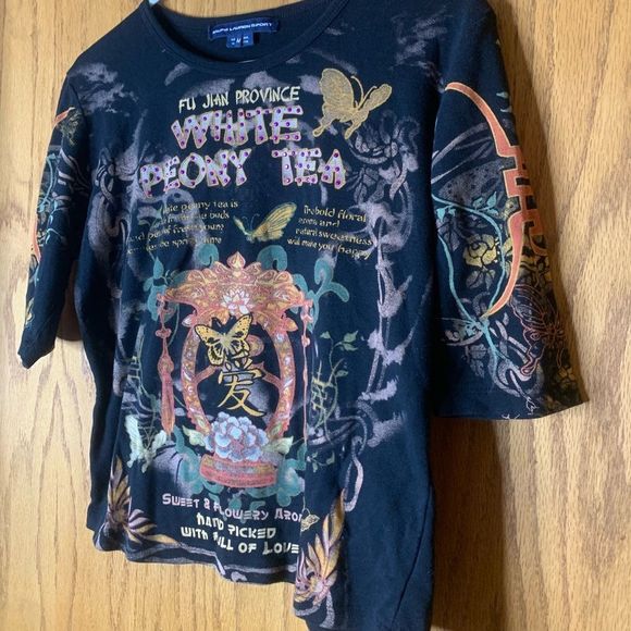 RALPH LAUREN SPORT PEONY TEA MEDIUM BLACK BEAUTIFUL SHIRT 🍀 - Picture 3 of 5